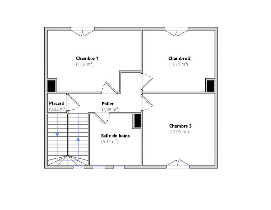3 chambres - Maison de 91 m2 habitables sur sous-sol total (46 m2) - Parcelle 495 m2